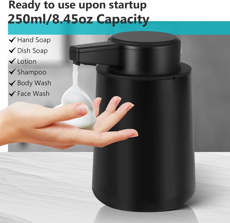 Phneems Automatic Soap Dispenser Foaming Touchless: 9oz Plastic Black Modern Rechargeable Electric Auto Foam Soap Dispenser - Bathroom Kitchen Hand Dish Lotion - Image 5